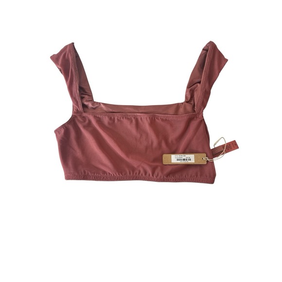 New SKIMS‎ Bralette Top Women's XS Berry Stretch Satin Square Neck Romantic New - Picture 8 of 10